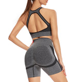 Seamless Knitted Suit Women Sexy Sports Short-sleeved Shorts Yoga Suit Fitness Suit