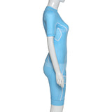 Printed sports fitness short suit